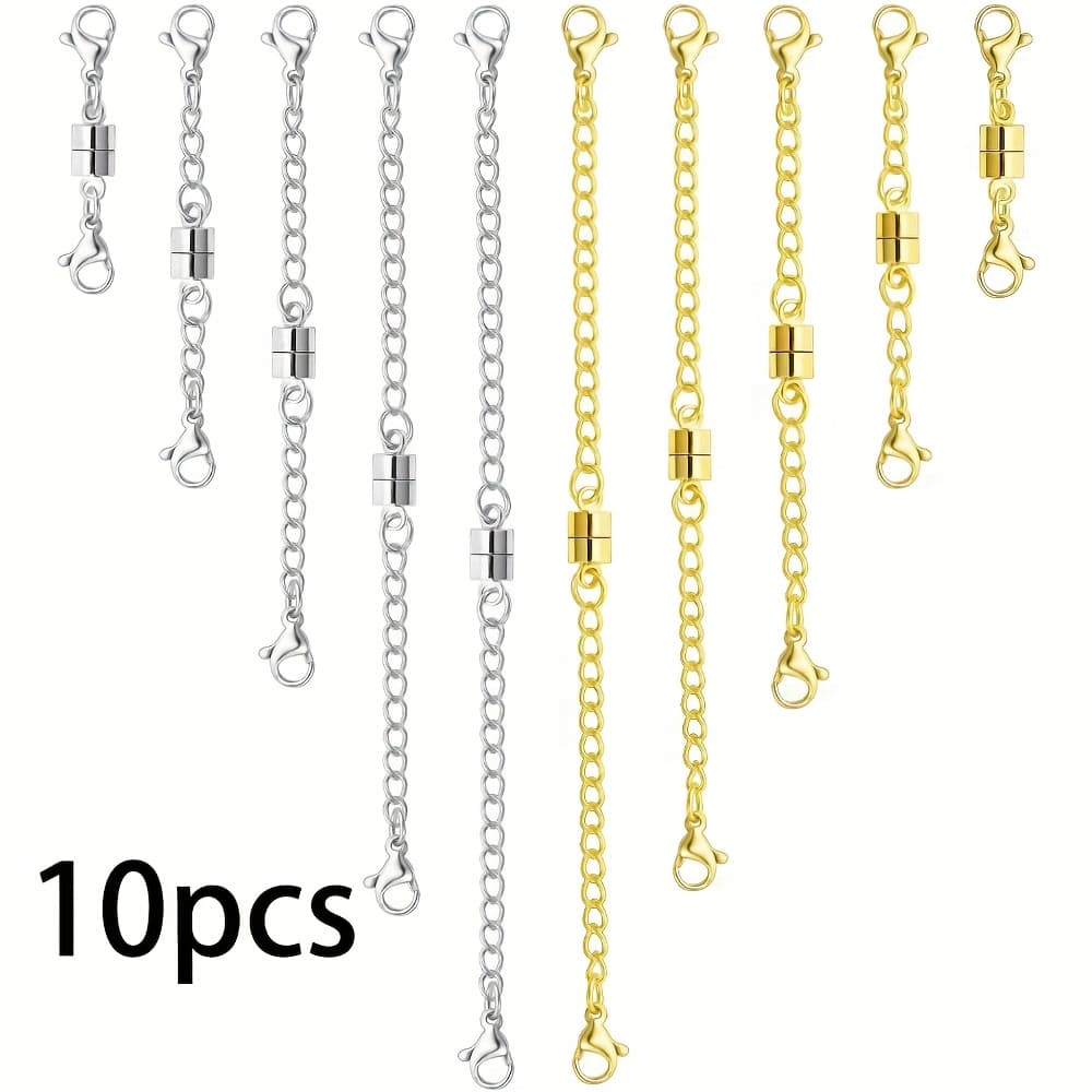 TEMU 10 Pcs Necklace Extender With Magnetic Clasps, Magnetic Necklace Clasps And Closures With Necklace Extenders For Women