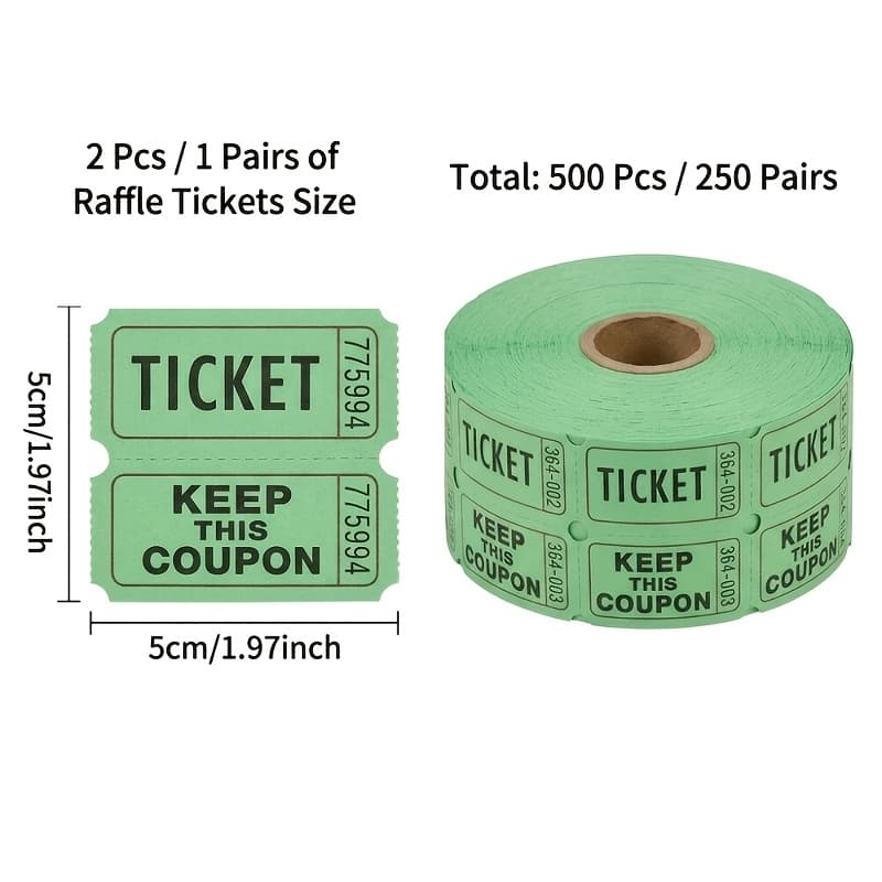 TEMU 500 Tickets/250 Pairs, 2/2-inch Prize Tickets, Event Tickets, Reusable Prop Banknotes—perfect For Raffles, Parties