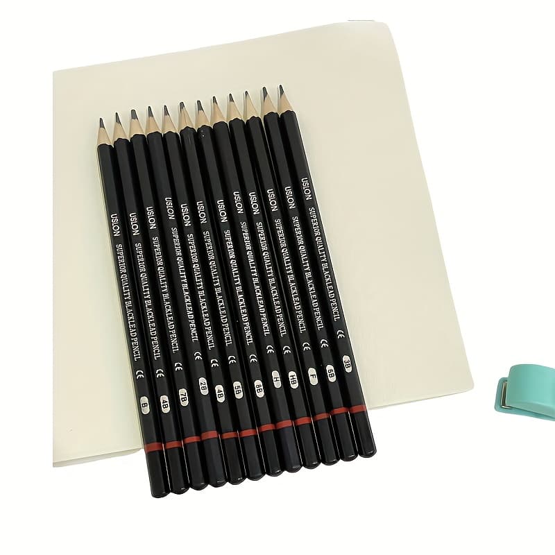 TEMU 12 Professional Sketch Pencil Set+ 1 Opp Bag, 2h-8b Graphite Drawing Pencils With Sharpener, Precision Art And Illustration Set, Durable - Ideal For Detail Drawing And Sketching