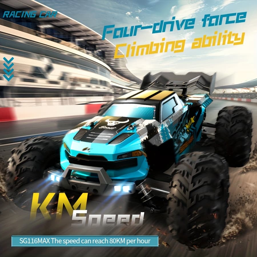 TEMU Brand New Remote Control Off-road Vehicle: Brushless Motor, 4wd, 80km/h Speed, Equipped With Led Headlights, And More!
