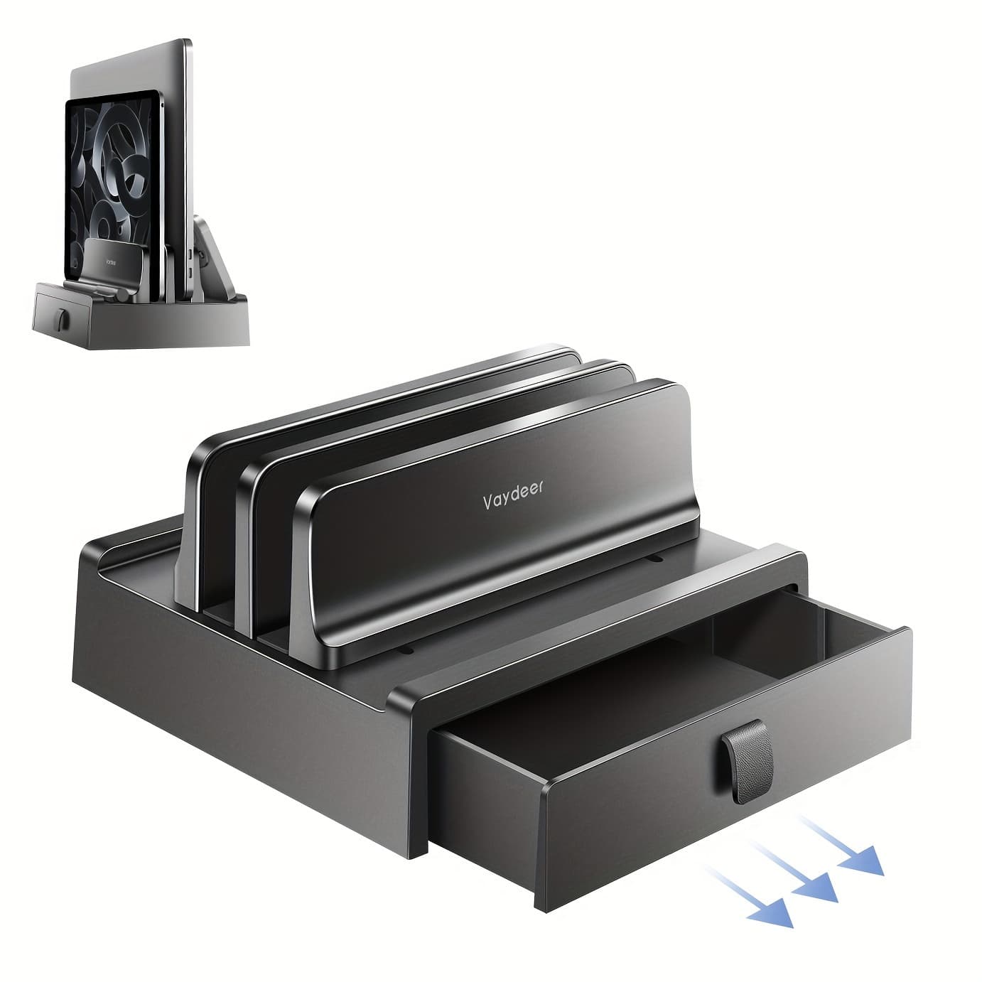 TEMU Vaydeer 3-in-1 Laptop Stand With Drawer - Vertical & Side Cooling Storage Rack For Multiple Devices, Compatible For , For , For Dell
