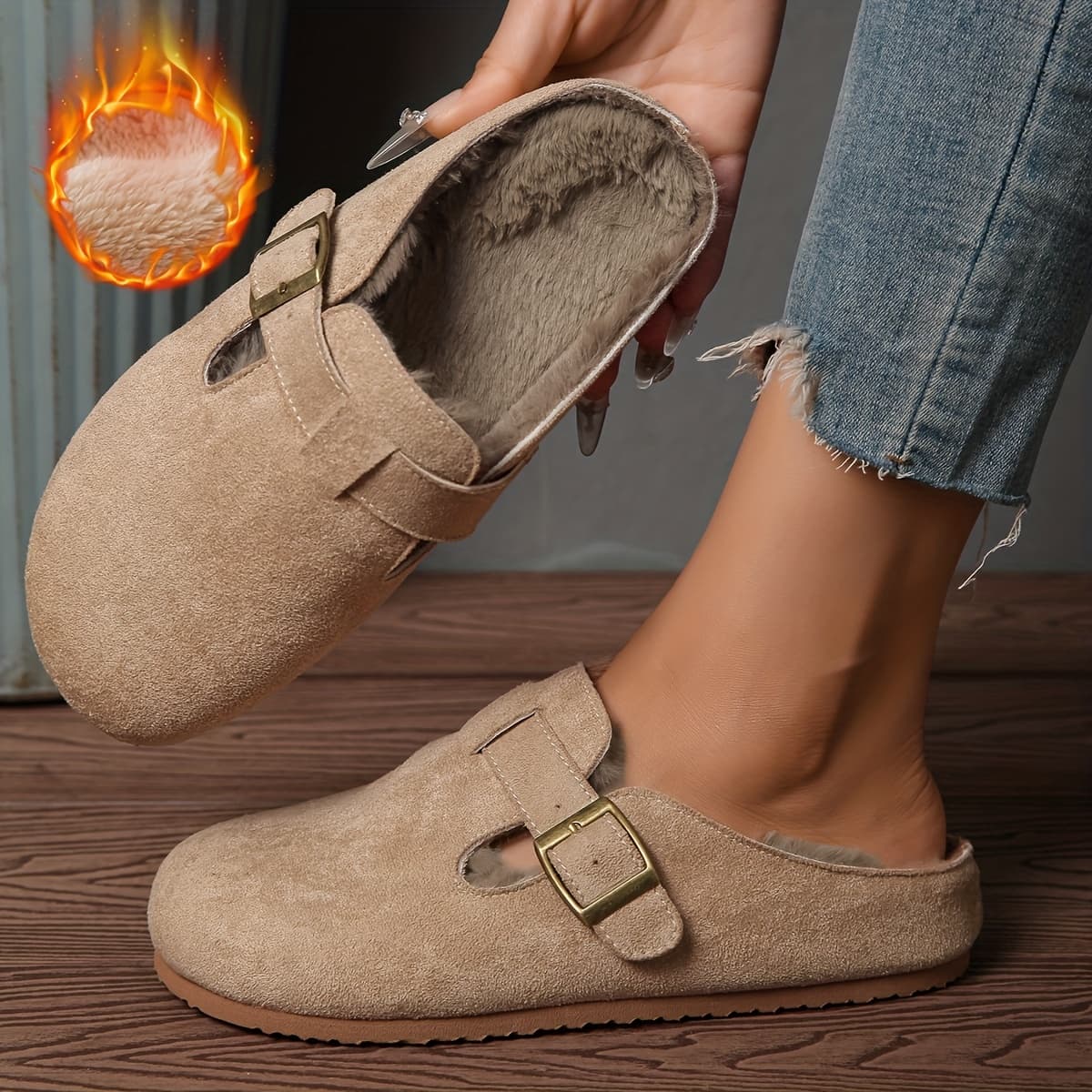 TEMU Women's Slip-on Snow Boots - Thick Cushioned Sole With Non-slip Design, Soft Fabric Upper & Lining. In Wide Sizes For ., Women Shoes