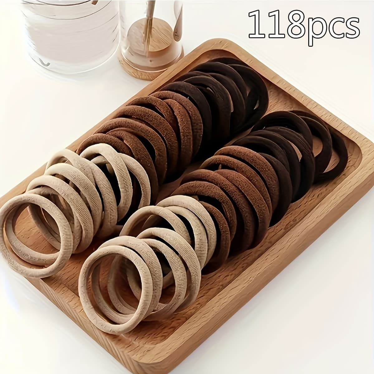TEMU 118pcs 4cm Seamless Hair Ties Black Coffee Mixed Elastic Hair Bands Ponytail Holders No Damage Hair Additions For Women Daily Christmas Halloween Birthday Wedding Party Gifts
