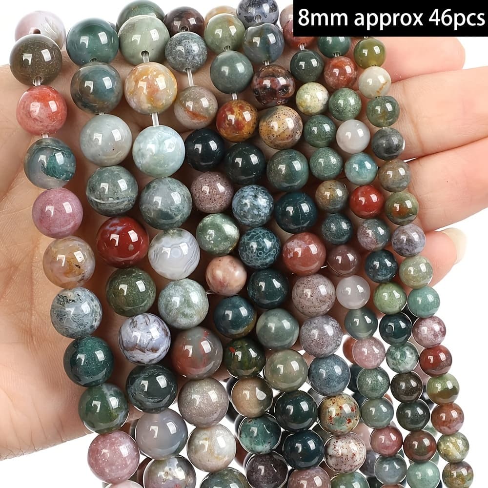 TEMU Natural Stone Indian Agates Beads Round Loose Beads For Jewelry Making Necklace Bracelets Additions Beads 6/8/10mm