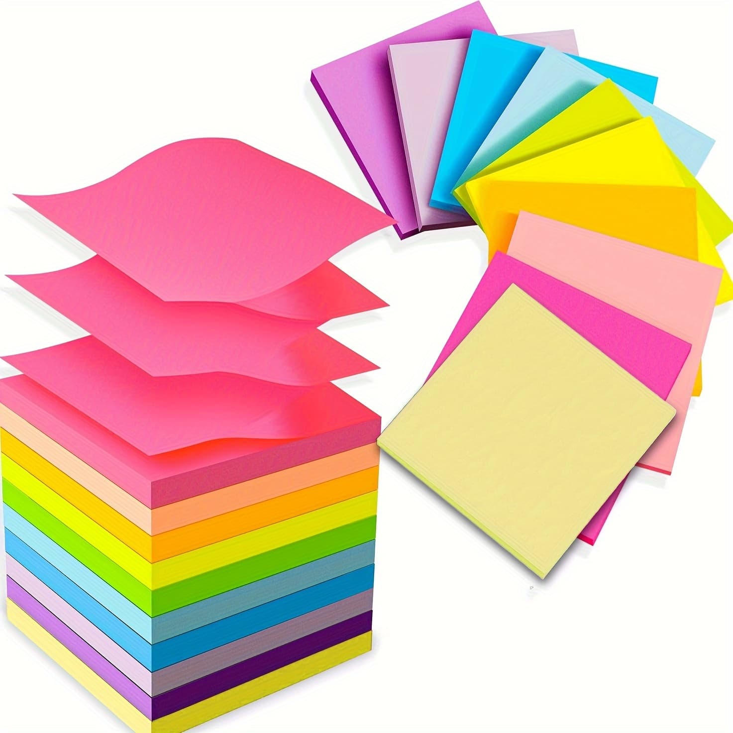 TEMU 10 Pads Pop Up Sticky Notes 3x3 Inch 50 Sheets/pad 500 Sheet Self Stick Notes Pads 10 Bright Colors Cute Sticky Notes Blank Funny Sticky Notes For School Office