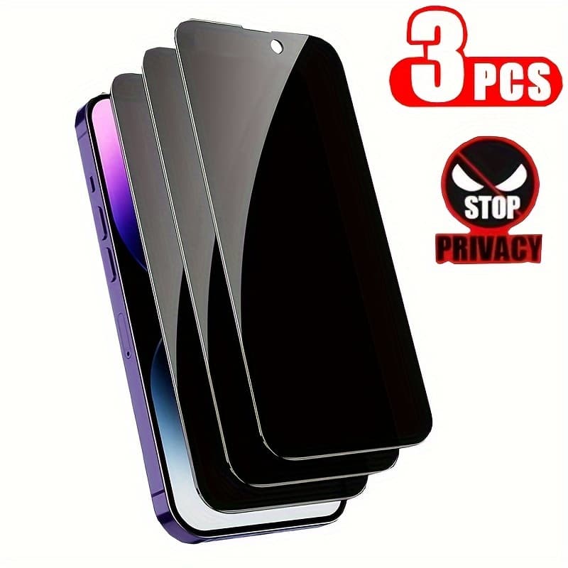 TEMU 3pcs Anti-privacy Screen Protector For Iphone 17 16 15 14 13 12 11 Pro Max 17 Air Plus 13 12 Mini Tempered Glass 9h Full Cover Protective Glass For Iphone 11 17 Pro Max