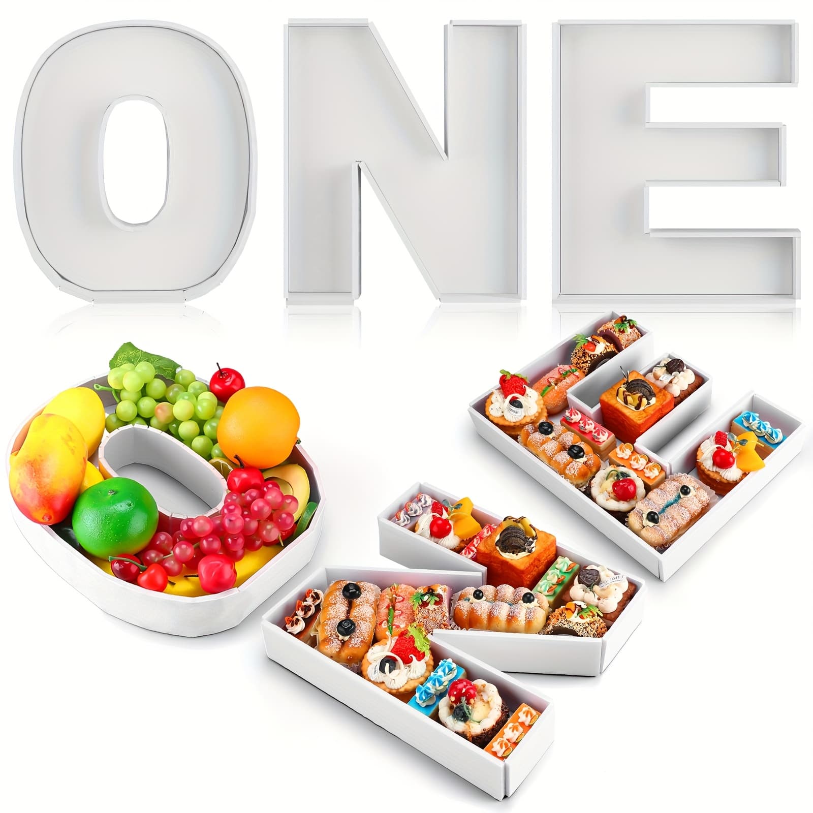 TEMU 3pcs Large Charcuterie Letter 12'' Fillable Tray Charcuterie Box Cardboard Letter Trays For Food Birthday Anniversary Baby Shower Party Dessert Table (one) (non-food Contact)