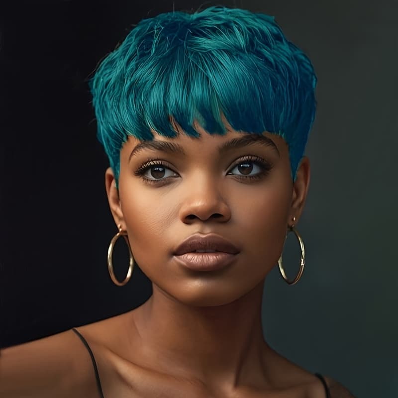 TEMU Women' Short Cut Wig With Bangs - Synthetic Body Wavy Hair, Look & , Comfortable For Daily Wear, Short Haircut Wig Suitable For Women