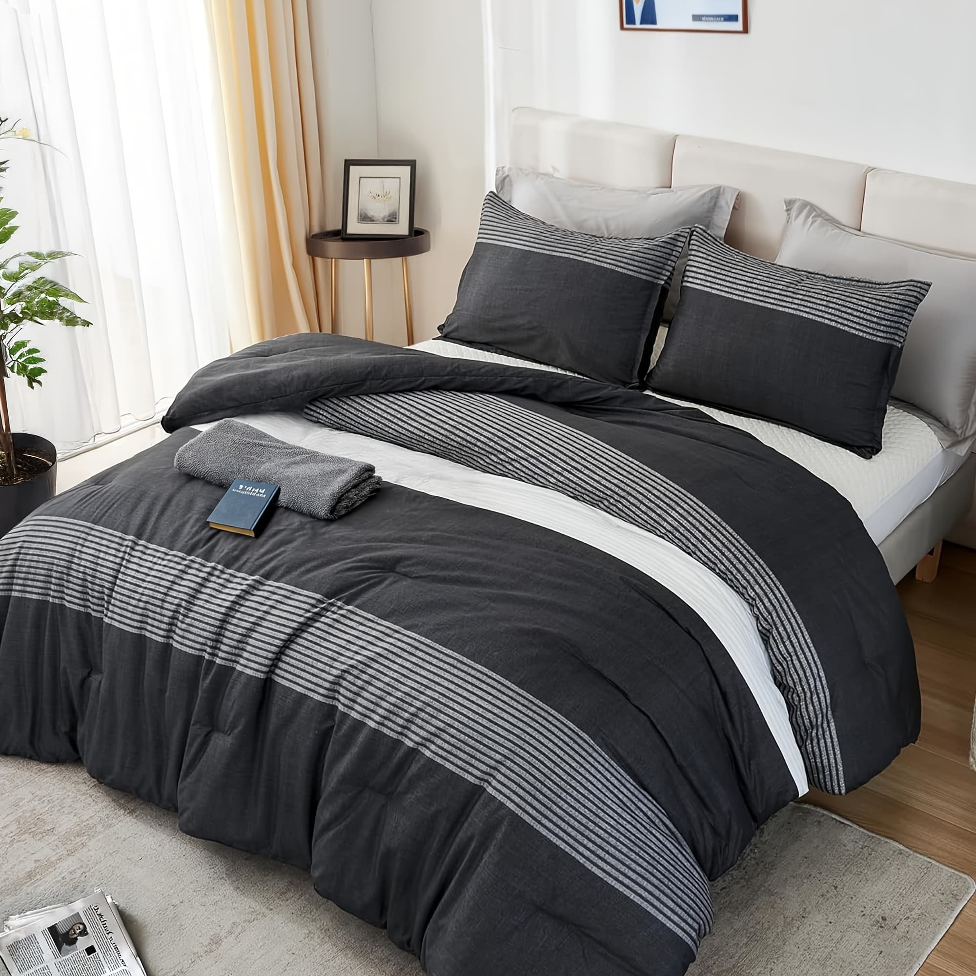 TEMU 2/3pcs Fluffy Comforter Set Bed In A Season Breathable Bedding Set, Includes 1 Comforter, 1 Pillowcases, In Twin, Full, Queen, King Sizes, Perfect Gift For Home Decor, Best Holiday Gifts