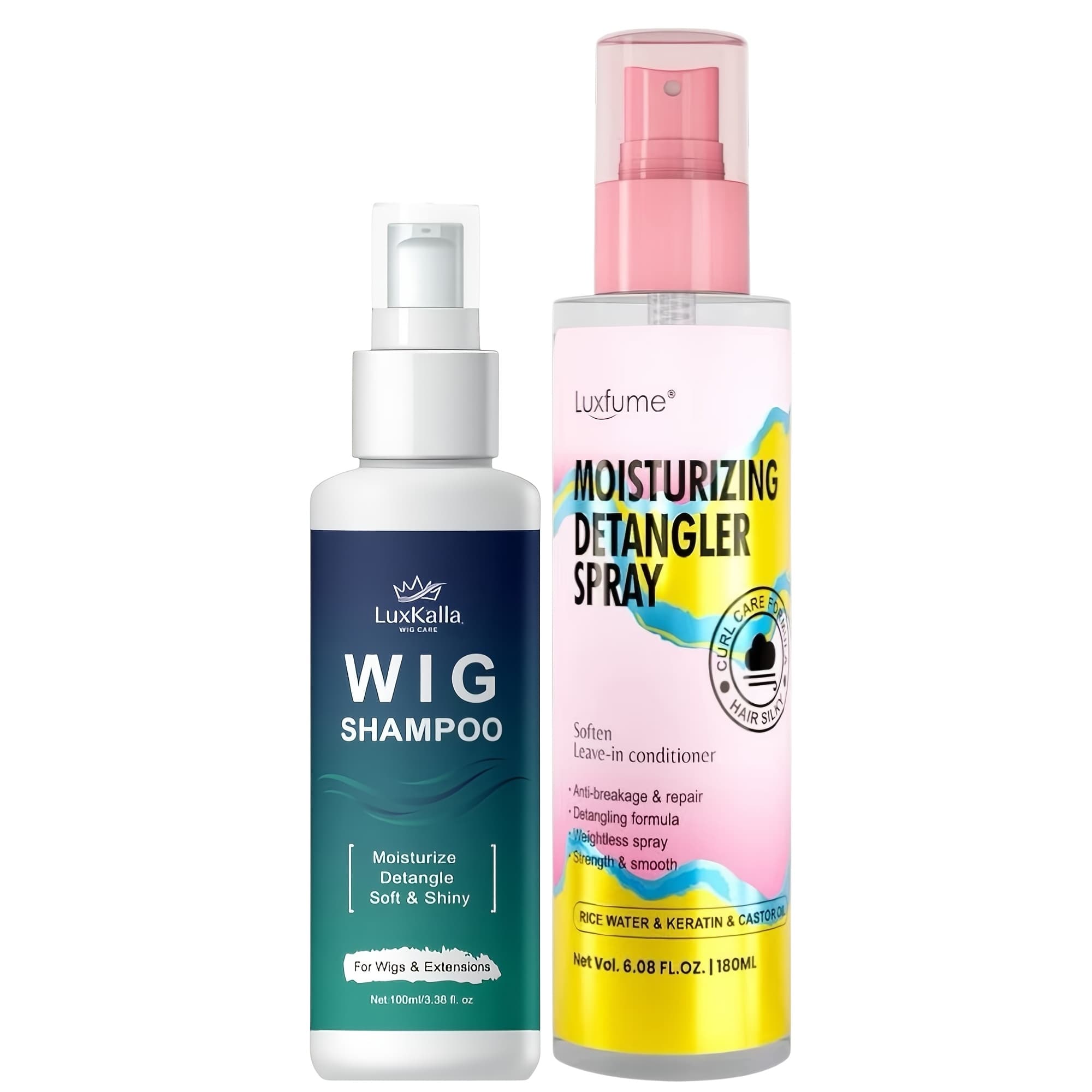 TEMU 2-in-1 Synthetic Wig Shampoo & Detangling Spray Set (2 Pack)- , Volumizing, Y Smooth & Dry Hair. All-hair-type Wig Foam Detangler & Hair Soap.