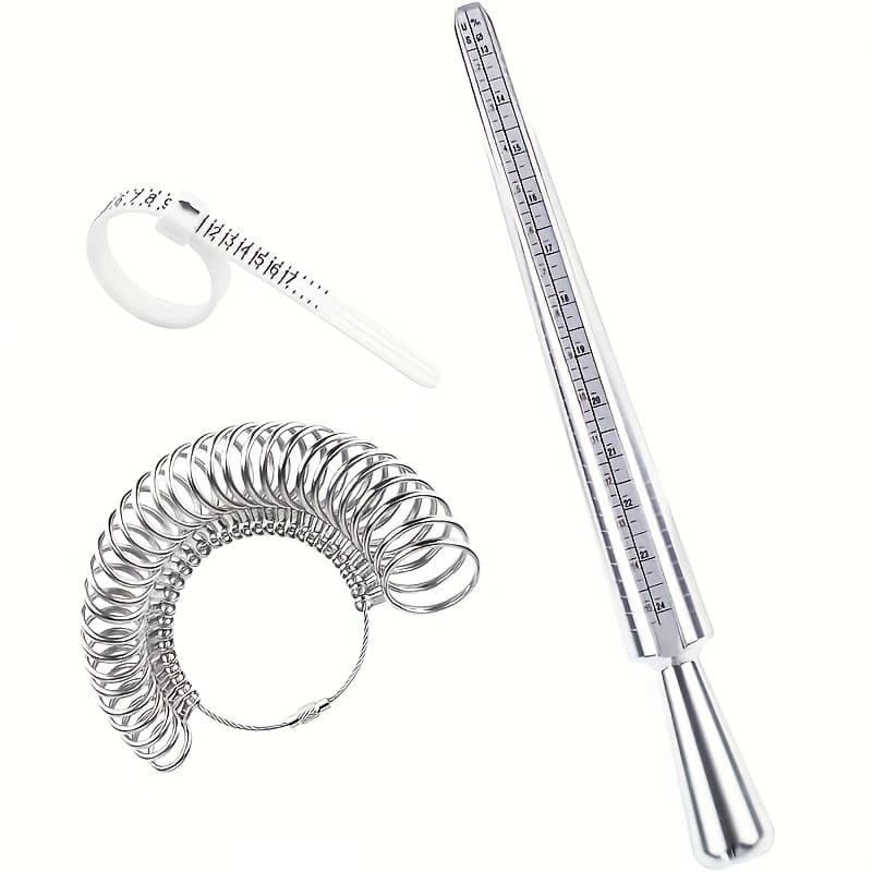 TEMU 3pcs Ring Size Measuring Set, Includes Ring Sizer, Measuring Rod, And Measuring Tape, For Precise Ring Sizing And