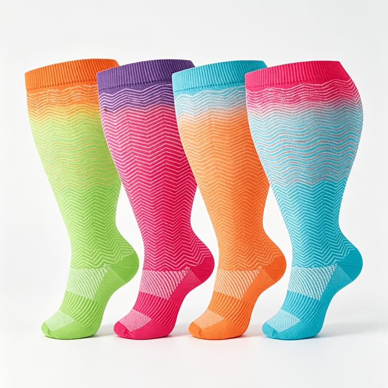 TEMU 4 Pairs Plus Size Compression Socks For Men And Women, Long Knee-high Pressure Socks Suitable For Outdoor Cycling, Travel, Hiking, Yoga, And Pregnant Women