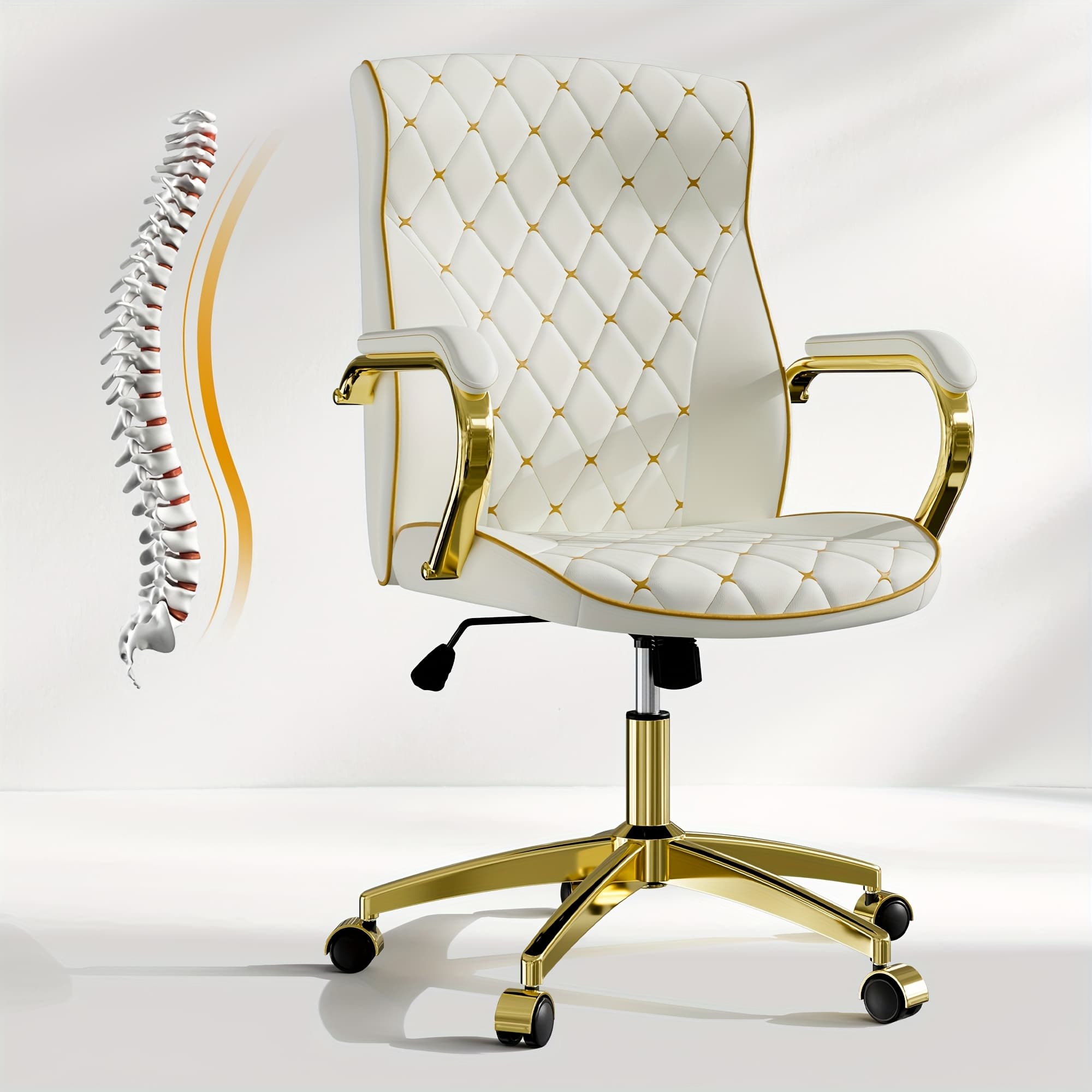 TEMU Luxury Ergonomic Office Chair, Big And Tall Executive Home Office Desk Chair, Swivel Computer Chair With High Back, Wheels, Lumbar Support