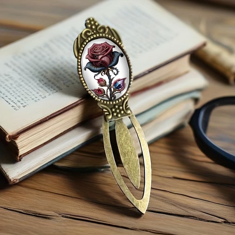 TEMU A Stylish And Romantic Rose Illustration Bookmark For Book Lovers