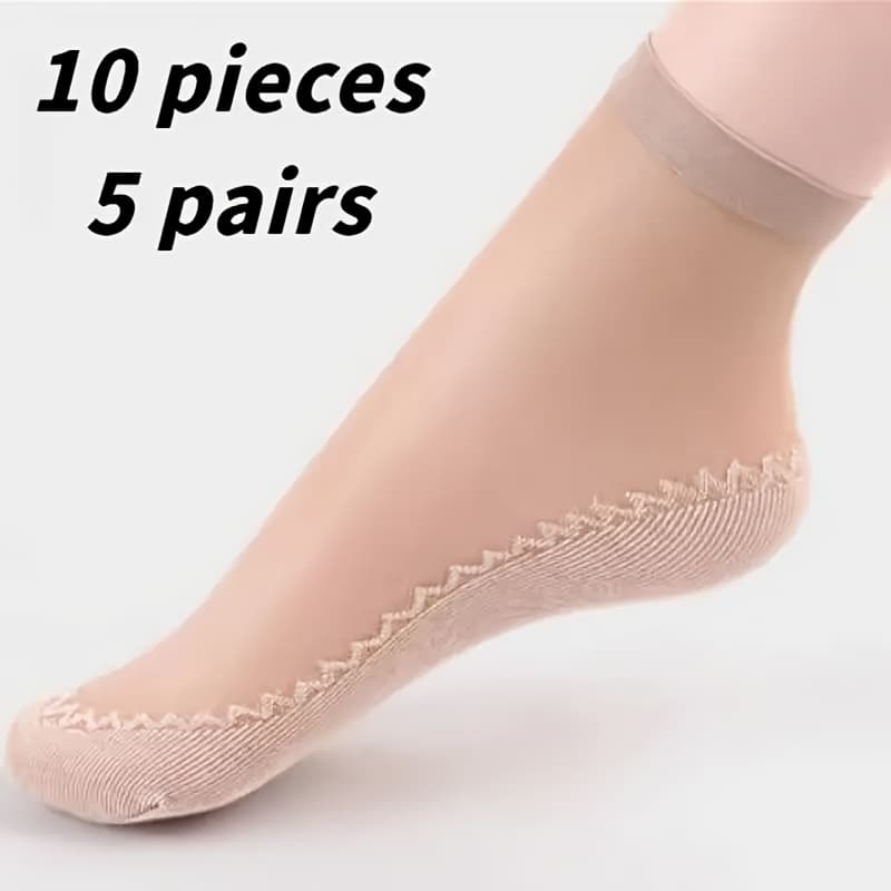 TEMU 10pcs 5 Pairs Of Ice Breathable Socks For Women Spring Summer Autumn Short Socks Sweat Absorption Non-slip Bottom