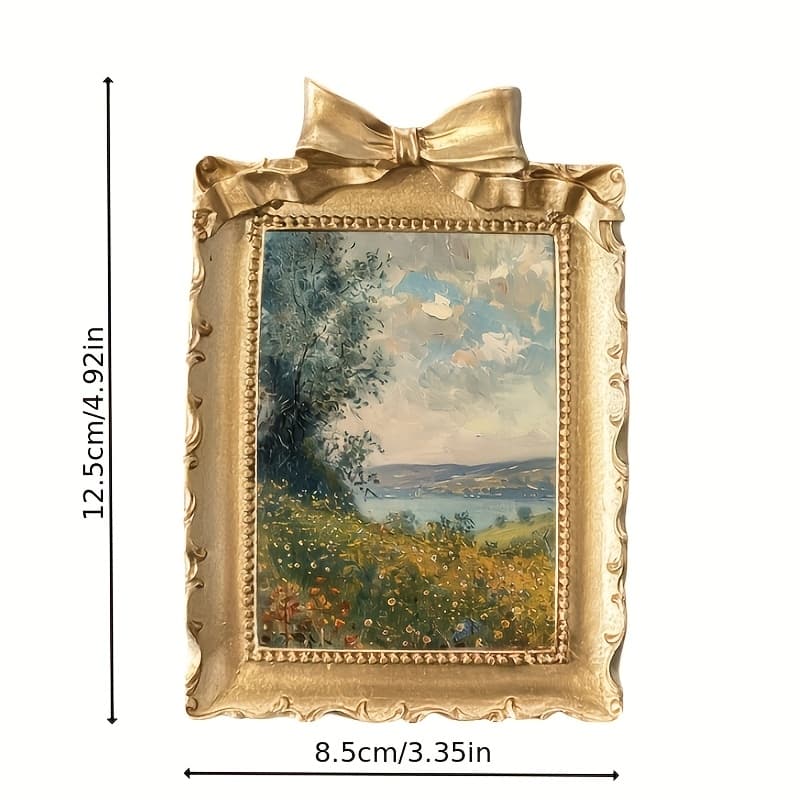 TEMU Elegant Vintage Copper - Rectangular Love-themed With Bowknot, Lightweight Resin Single Picture Frame For Home Decor, Living Room Wall Art - Ideal Housewarming & Anniversary Gift