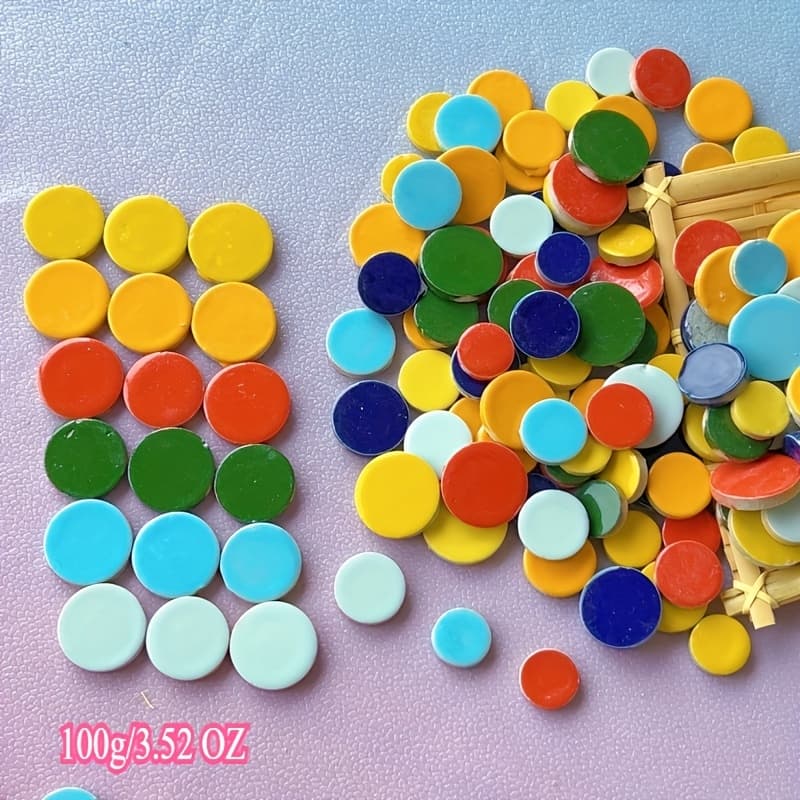 TEMU 100/200/500/1000g Multicolor Mixed Round Free Stone Mosaic Glass , Fusible Glass Supplies 3 Colors And Sizes, Suitable For Handmade Design Decoration Door Frames, Steps, Home Decor And Wall Art