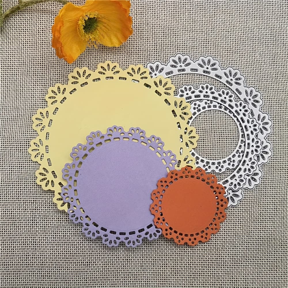 TEMU 3pcs/set Circle Frames Metal Dies Scrapbooking Metal Cutting Dies Craft Stamps Die Cut Embossing Card Make Stencil Frame