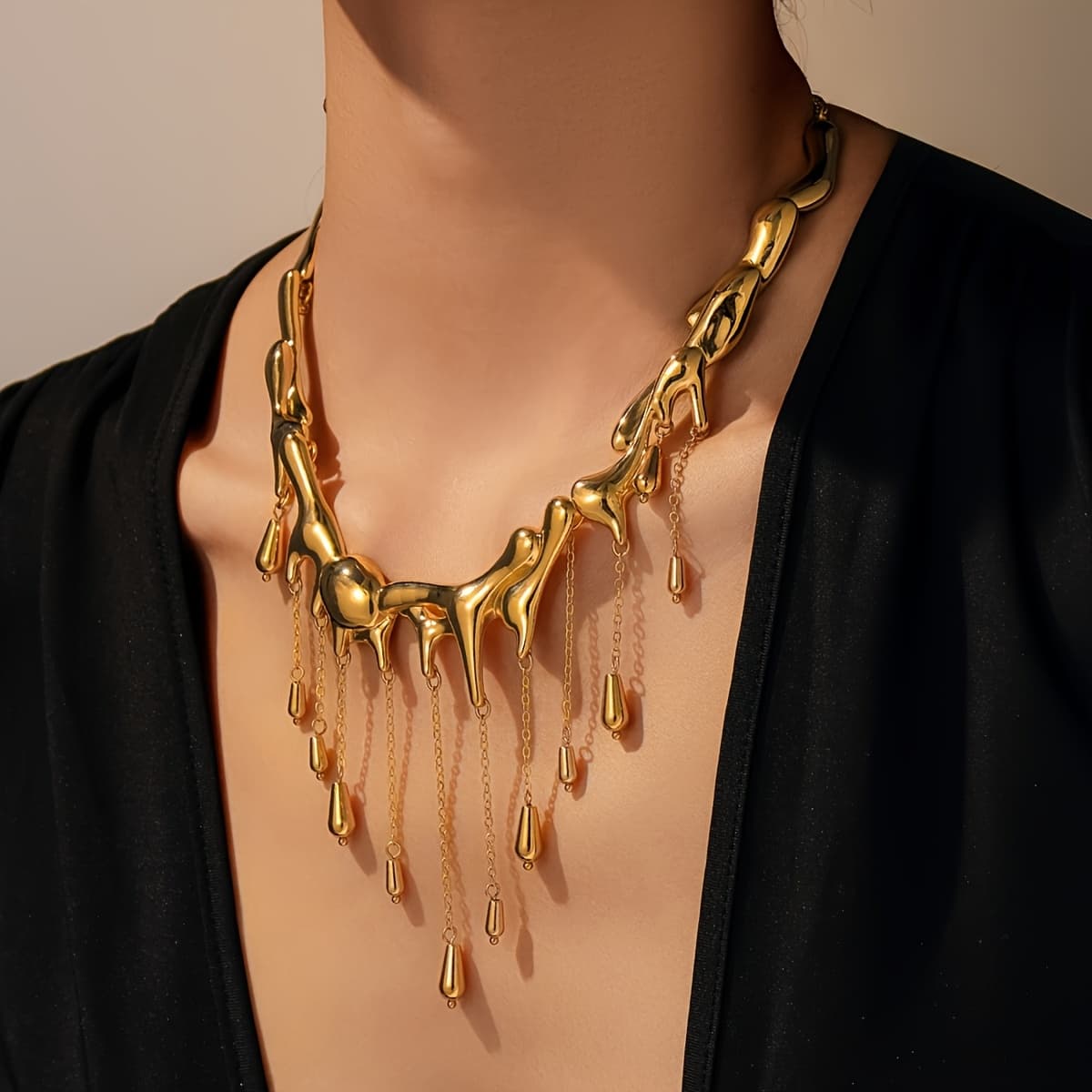 TEMU 1pc Women's Neck Tassel Long Pendant Necklace, Suitable For Party Banquet Wear