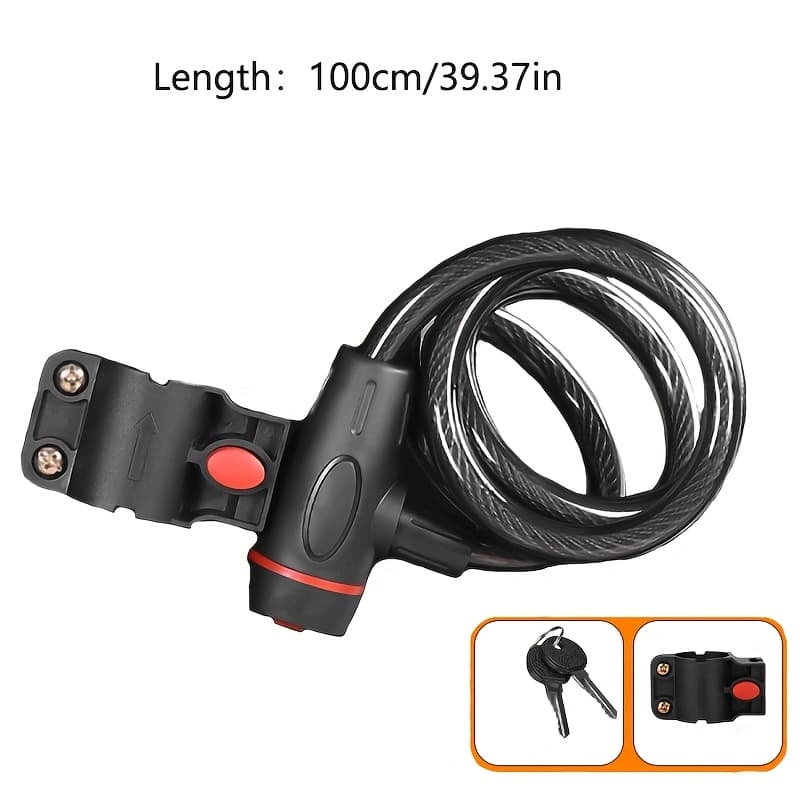 TEMU Heavy-duty Stainless Lock - Anti-theft Chain For Mountain & Electric Bicycles, Brushed Finish With Mechanical Knob Control