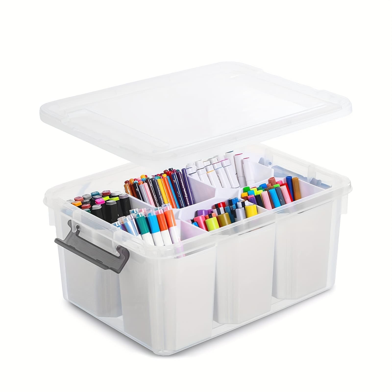 TEMU 1pc Office Desk Tidy Storage Box, Desktop Stationery Organizer With Lid, Jewelry Cosmetics Finishing Box For Dresser, School Office Desk Storage Box, Back To School Supplies