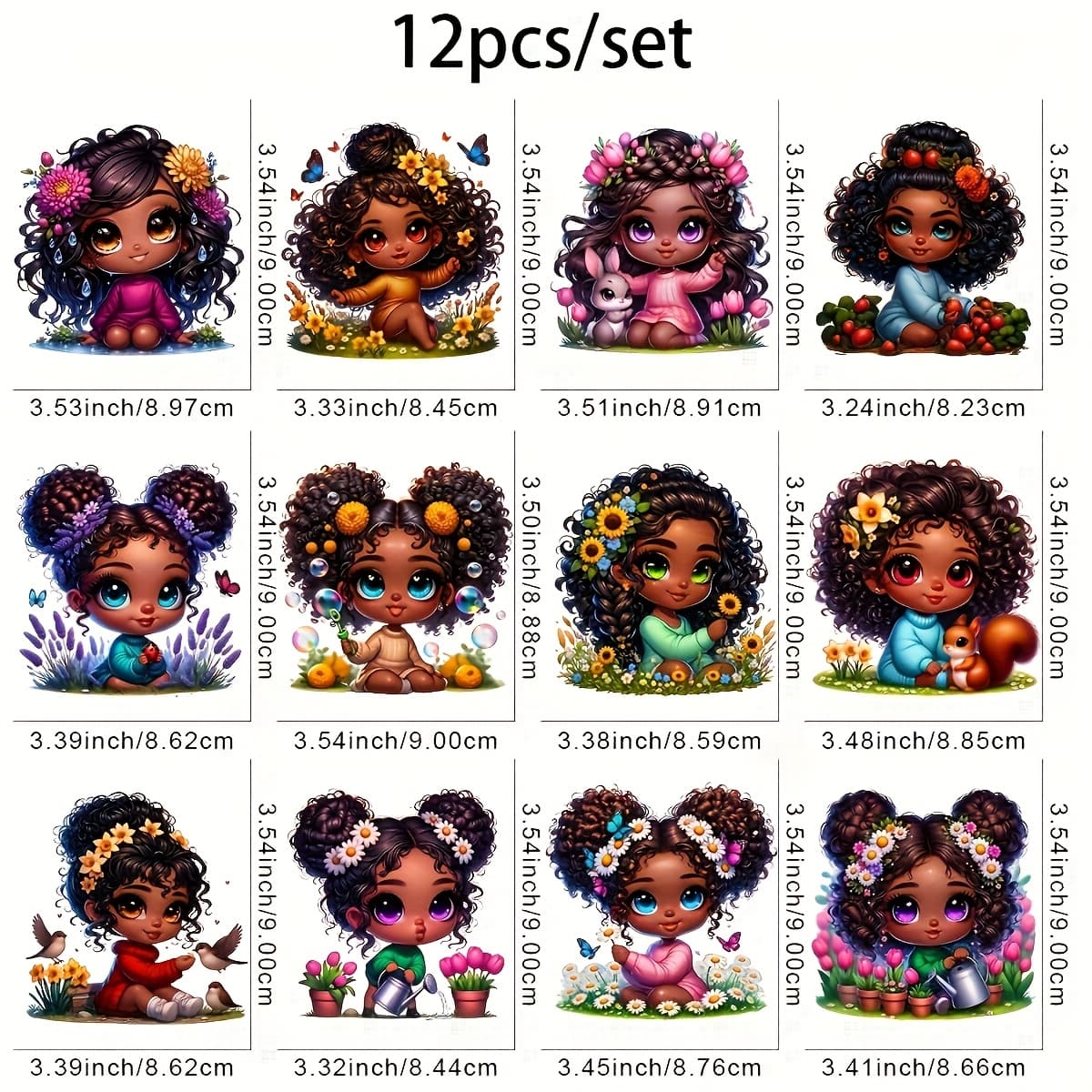 TEMU 12pcs Chibi Iron-on Transfer Decals, Multicolor Vinyl Dtf Heat Transfer Stickers, Washable Diy Appliques For T-shirts, Masks, Jeans, Backpacks, Red , Needed