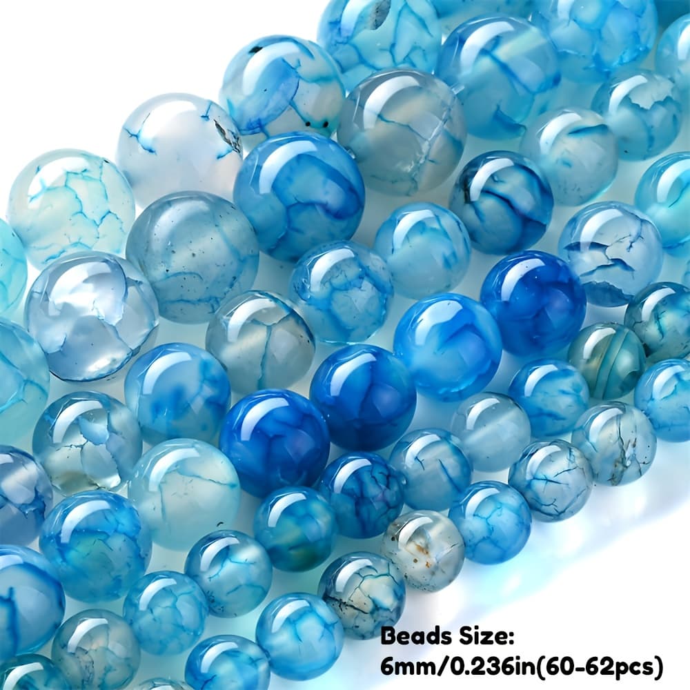 TEMU Natural Stone Beads Blue Dragon Agates Round Loose Spacer Beads For Jewelry Making Bracelet Necklace Additions 6/8/10mm
