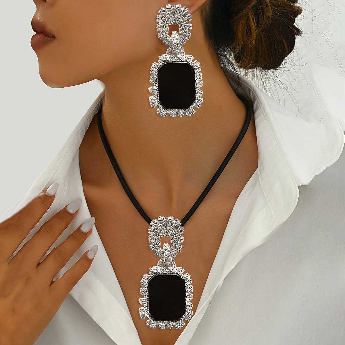 TEMU 3pcs Set, New Autumn/, Creative And Versatile Metallic Style Necklace Set