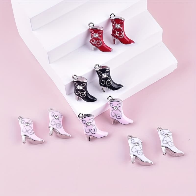 TEMU 10pcs 3d High Heel Boots Alloy Charms Jewelry Earrings Necklace Jewelry Additions