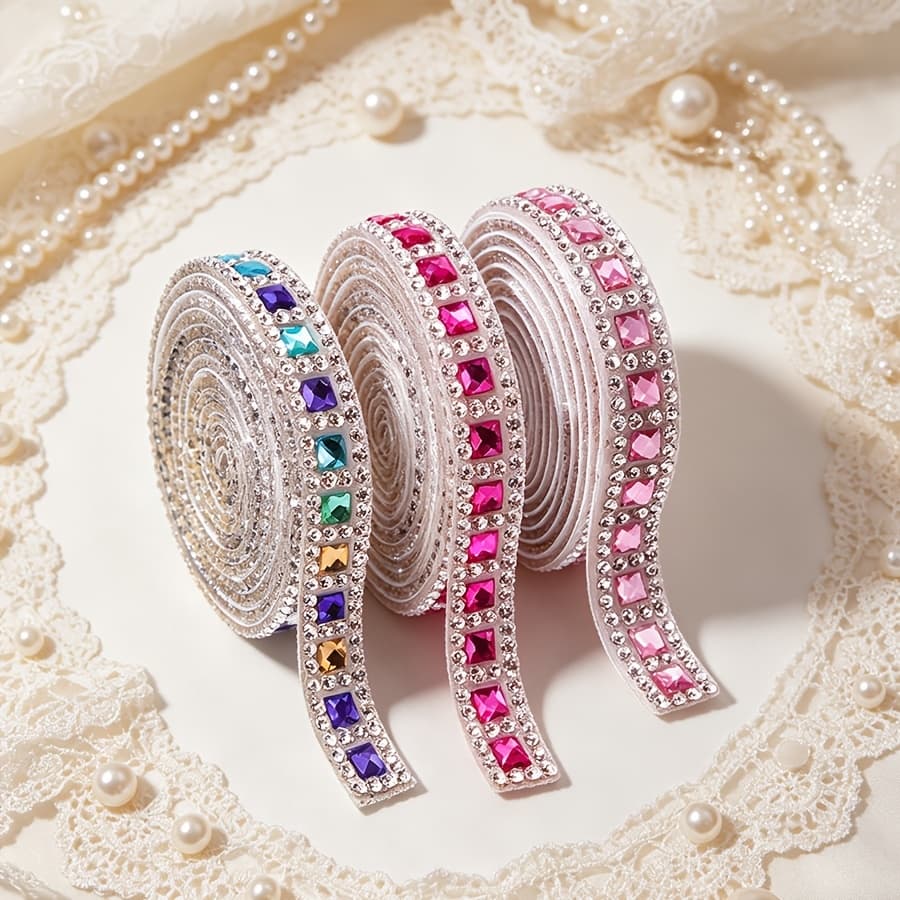 TEMU 1/3pcs Self Adhesive Applique Patch, Bling Glass , Sparkly For Clothing Shoes Bags Craft Decoration, Hot Fix Iron On For Wedding Phone Case Sewing Supplies