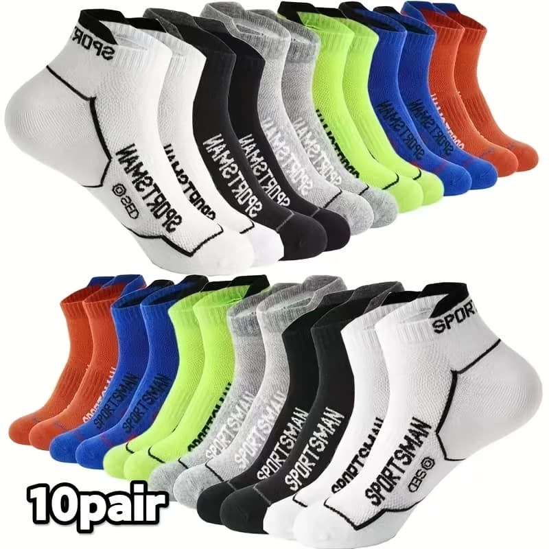 TEMU 5/6/10/12/18 Pairs Men's Sports Socks, Anti-slip Wear-resistant Socks, Marathon Running Socks, Feather Ball Basketball Socks, Breathable Men's Ankle Socks