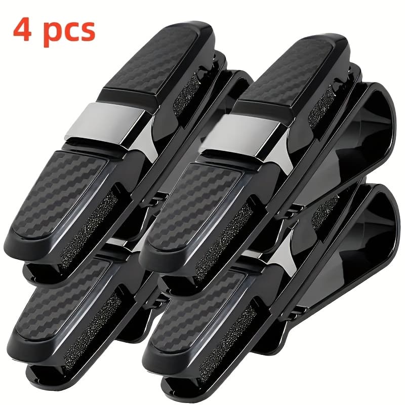 TEMU 4pcs Car Sun Visor Glasses Clips, Portable Eyeglass Rests, Universal Car Sun Visor Ticket Clips, Pvc Material Car Additions, Suitable For Car Models