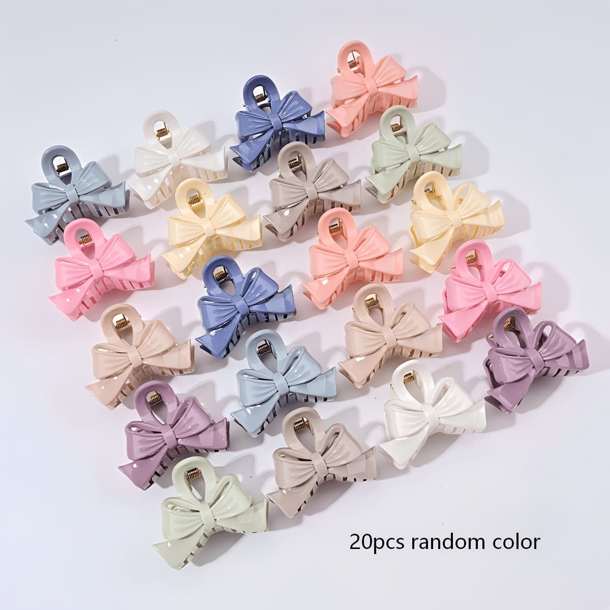 TEMU 20pcs Color Random Delivery Ladies Hairpin Cute Bow High Ponytail Hair Clip Suitable For Daily Use Headdress