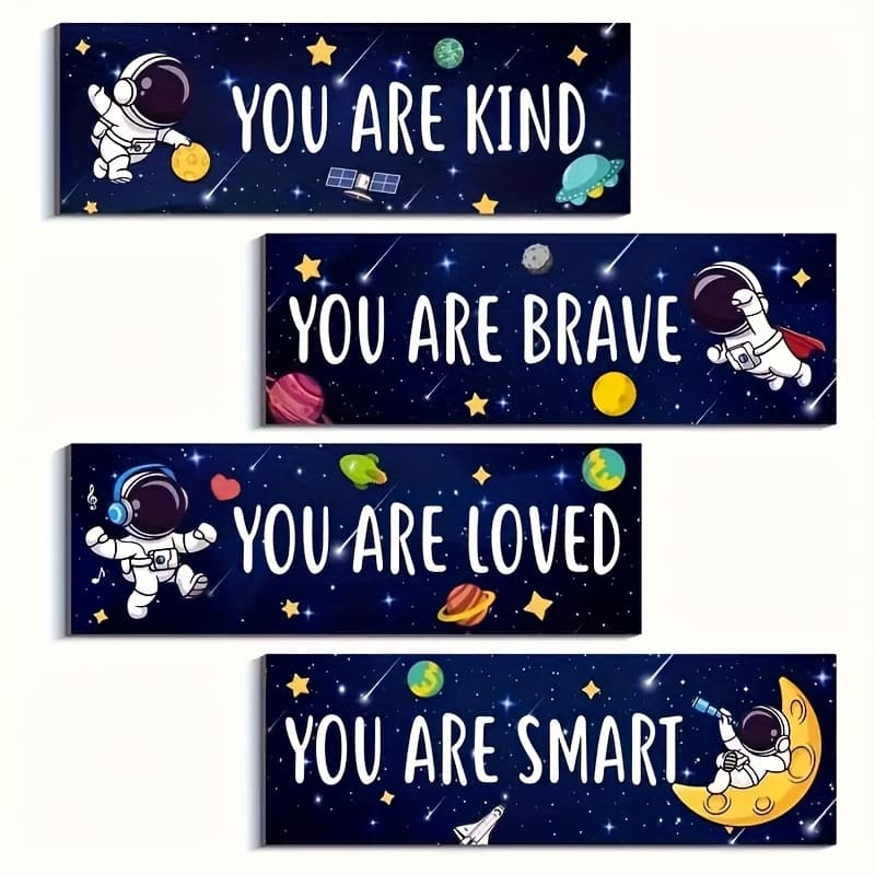 TEMU 4 Inspirational Wooden Wall Signs - Motivational Quotes And Little - For Bedroom And Office Decoration - Home Decor - Perfect Gift For