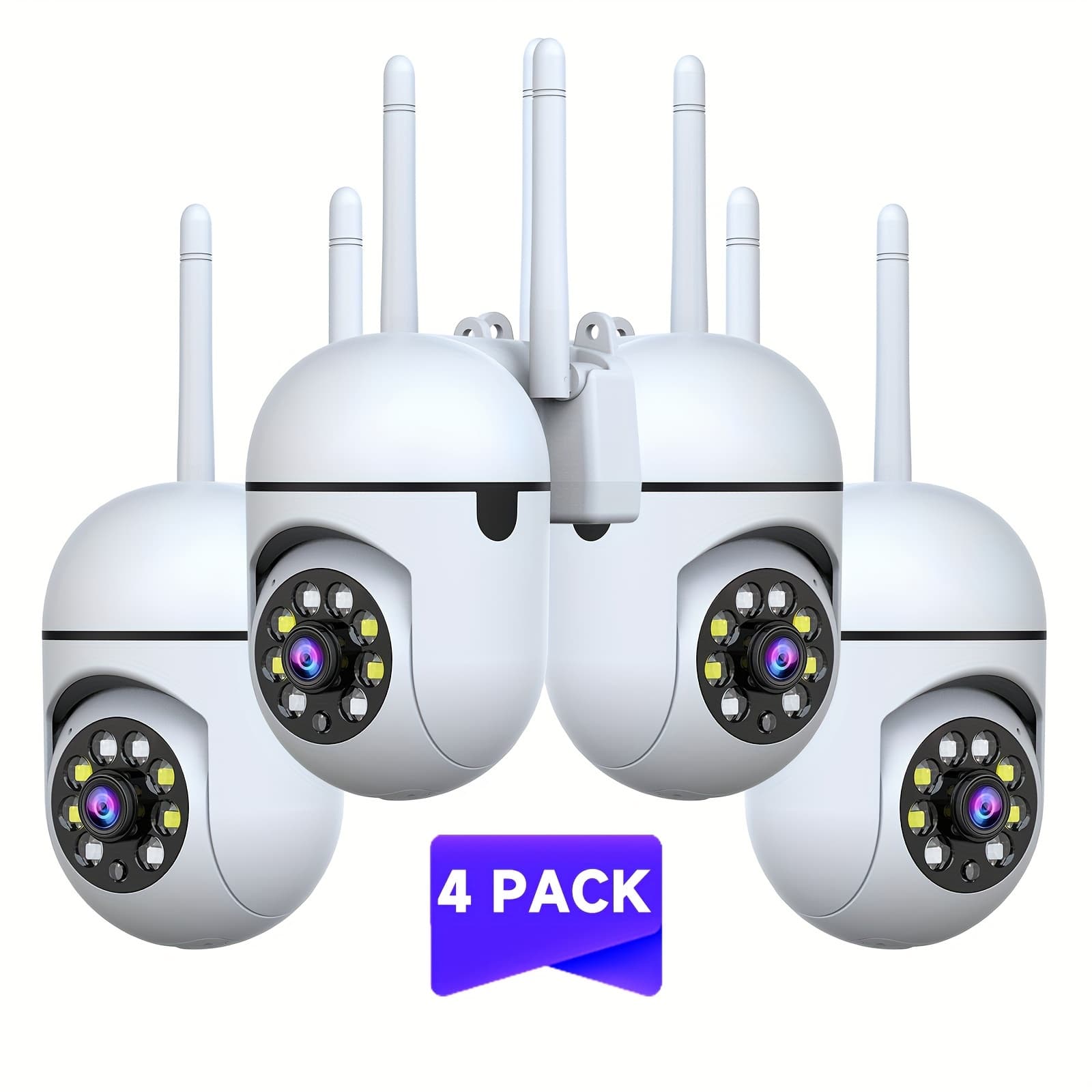 TEMU 4pcs 355° Pan Security Camera, Dual-band Wifi, Detection, Audio, Night Vision, 3mp Video, Cloud & Sd Storage
