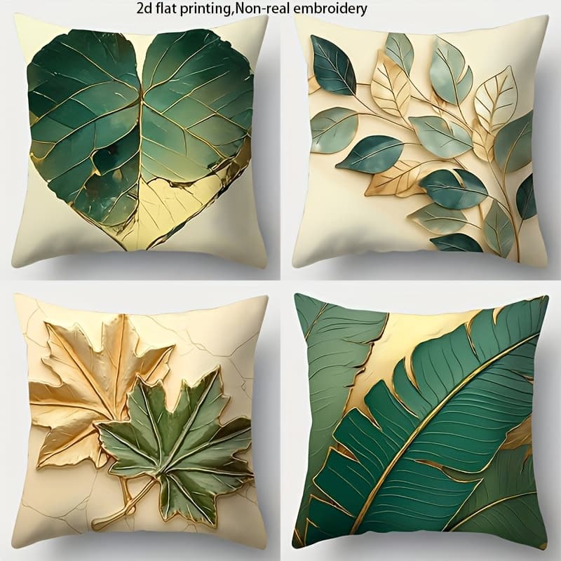 TEMU 2d Leaf Fashion 4pcs Pillow Covers, Suitable For Office, Party Living Room Bedroom Sofa, Bed, Car Decoration (no Pillow Insert)