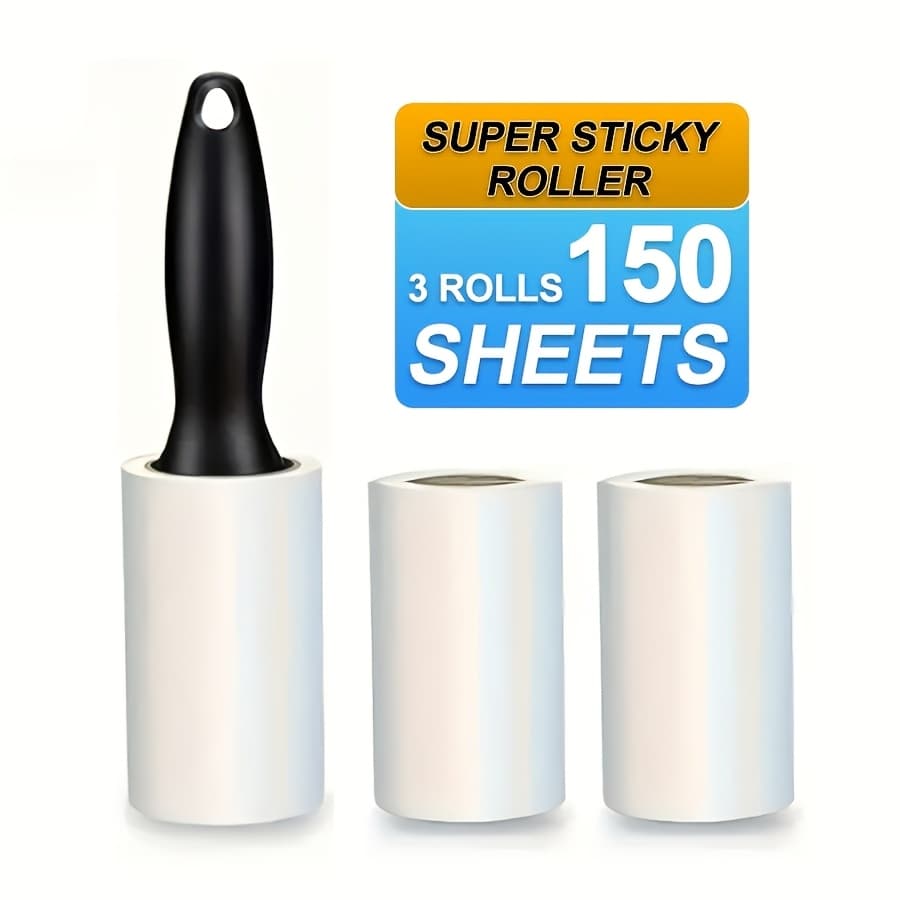 TEMU ( Remove 100% Hair)1handle + Replacement 3 Rolls Super Suction Hair Removal Roller - Ideal For Furniture And Clothes | Hair Cleaner