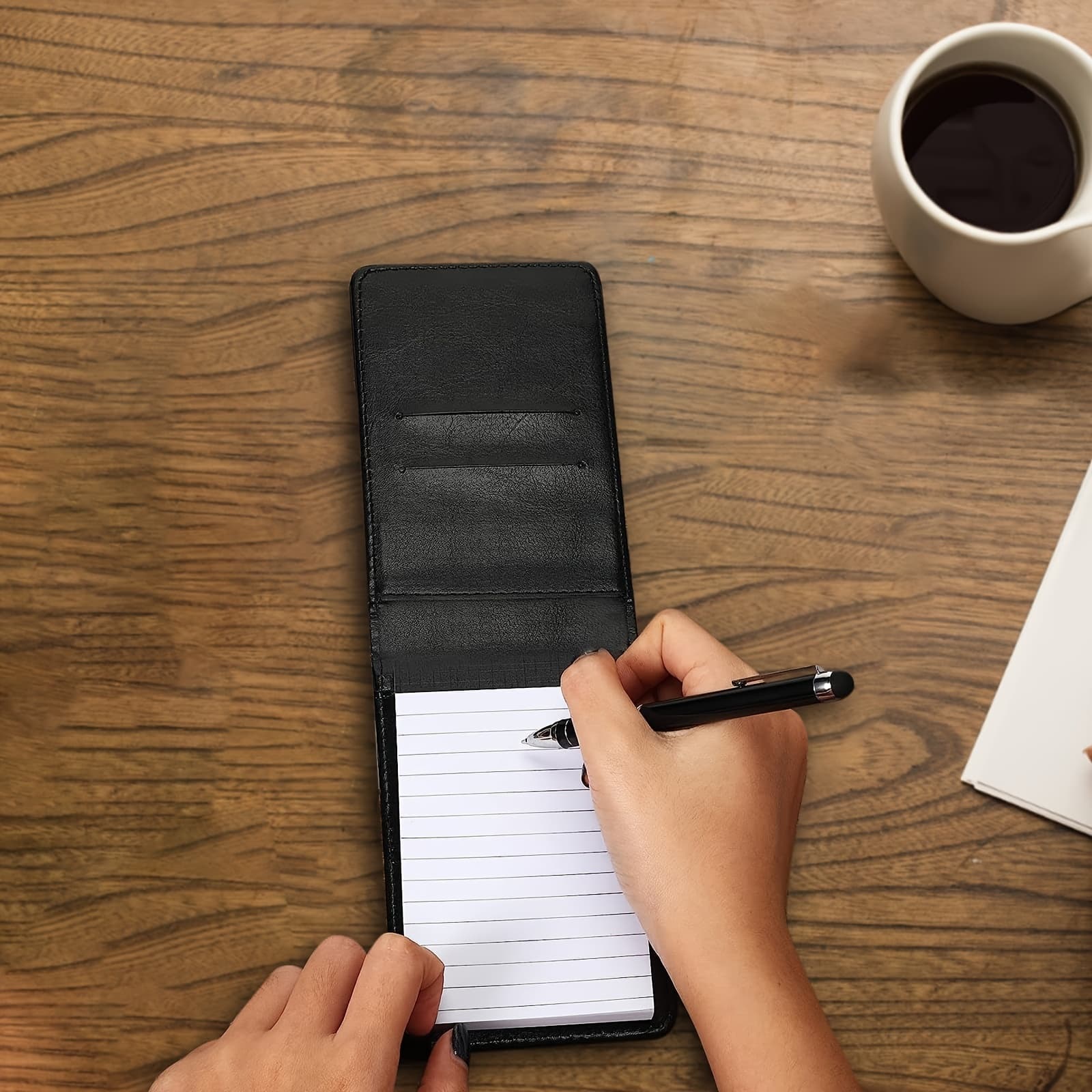 TEMU Mini Pocket Notepad Stand Set, Including Mini Pocket Notepad Stand, With Of Lined Paper, Metal Pen