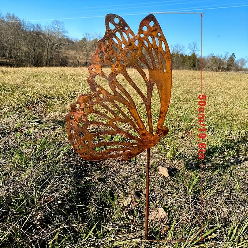 TEMU Metal Yard Art - Garden Decoration - Outdoor Metal Decor - Monarch Unique Yard Ornament - Garden Art Stake