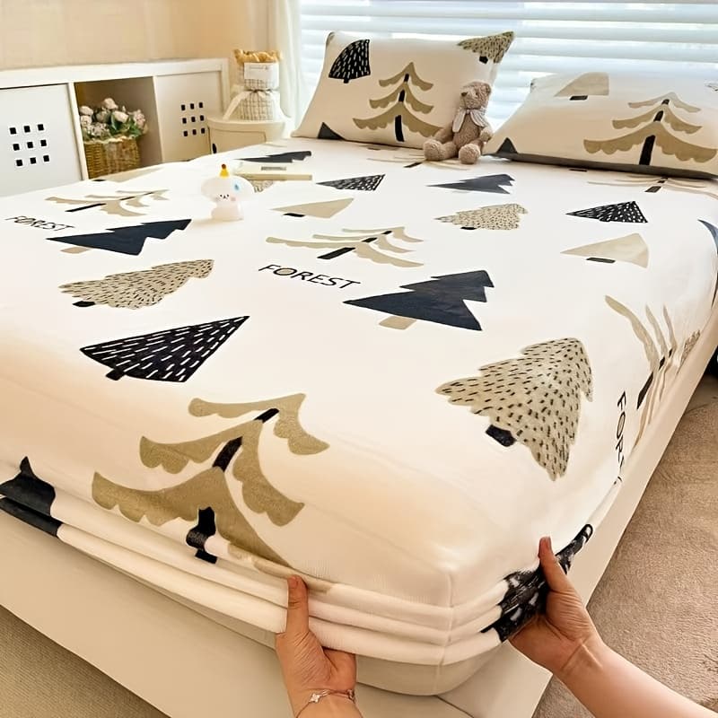 TEMU 1pc, Printed Milk Velvet Bed Skirt, Comfortable, Use, , Machine Washable, Suitable For Bedroom Living Room And (pillowcase And Pillow Core Not Included)