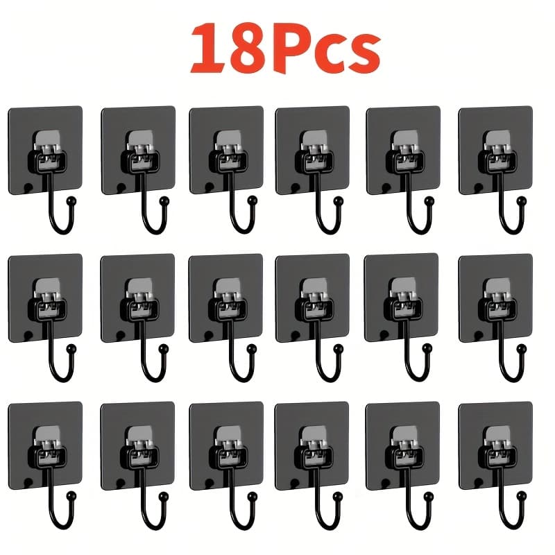 TEMU 18pcs Powerful Non-perforated Wall Hooks, Non-destructive Installation For Kitchen And Bathroom Storage. With Rotating Mechanism, Waterproof And , Utility Hooks