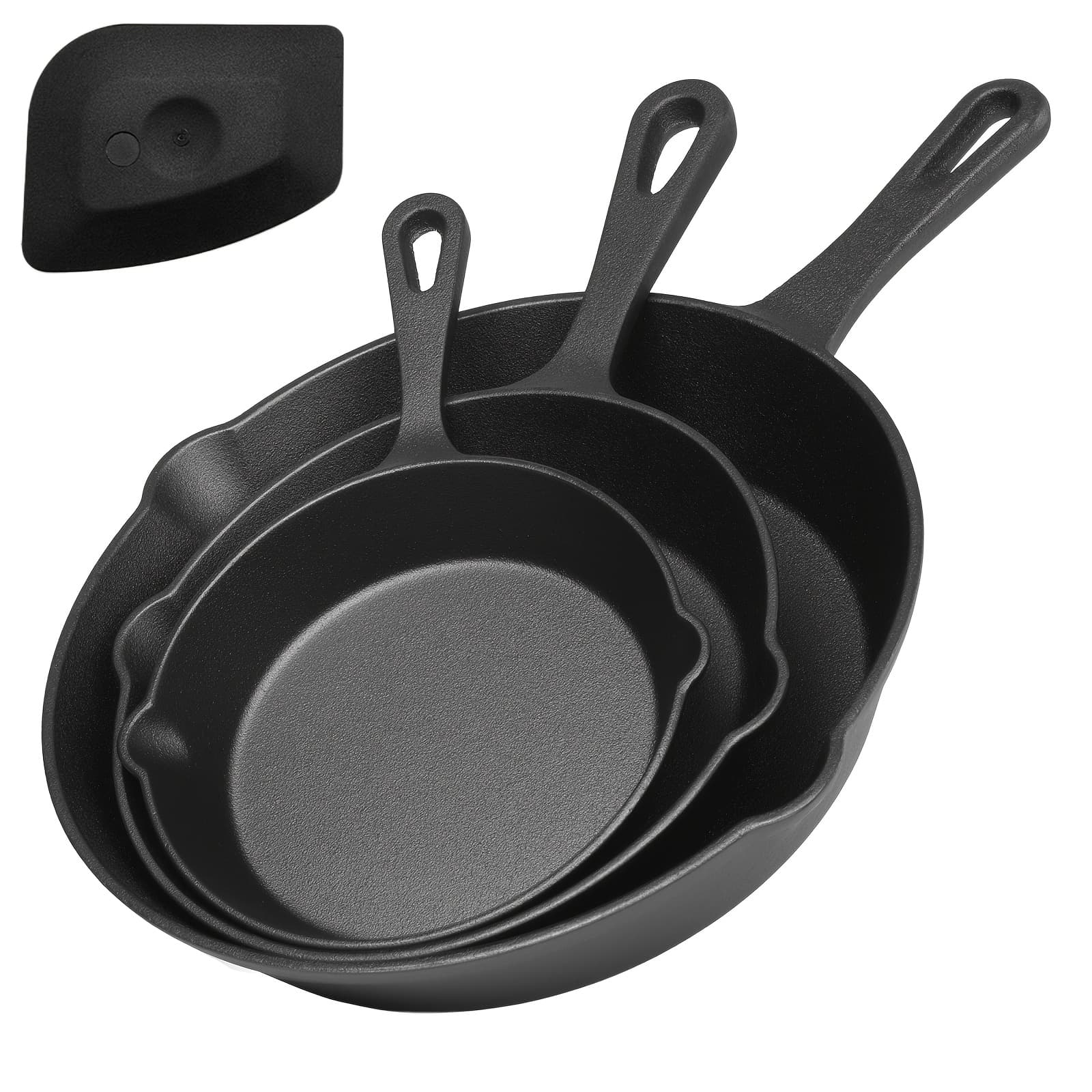 TEMU Cast Iron Frying Pan Set, Professional-grade Quality Pre- Cookware, Suitable For Frying, Stir-frying, And Cooking, Versatile For Indoor And Outdoor Use, Oven And Grill Safe