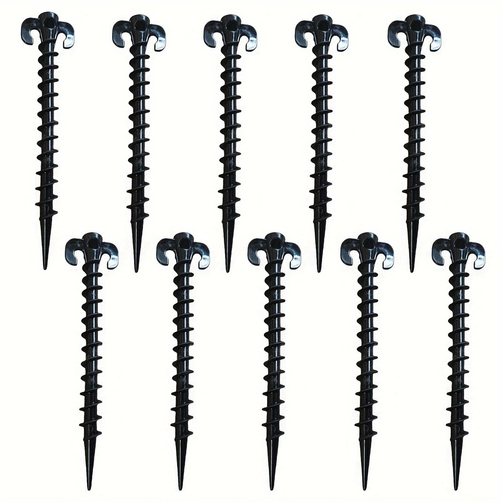 TEMU 10pcs Of 20cm Black Camping Tent Plastic Stakes For Securing Against Wind On The Beach