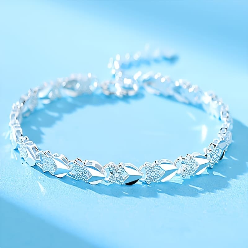 TEMU An Elegant Silvery Plated Bracelet For Women - Luxurious Daily Wear Jewelry, , A Versatile Accessory For All