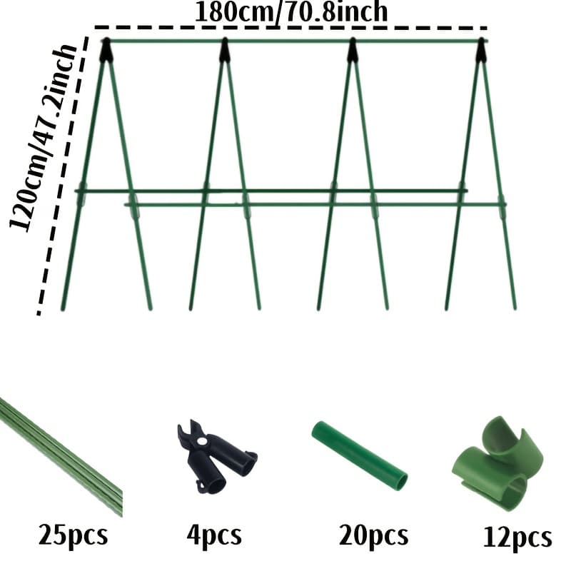 TEMU (25pcs Plant Poles+36pcs Additions), Durable Metal Climbing Plant Garden Stakes - Vine Support Poles Suitable For Tomatoes, Grapes, , And - Essential For Greenhouse And Outdoor Gardening