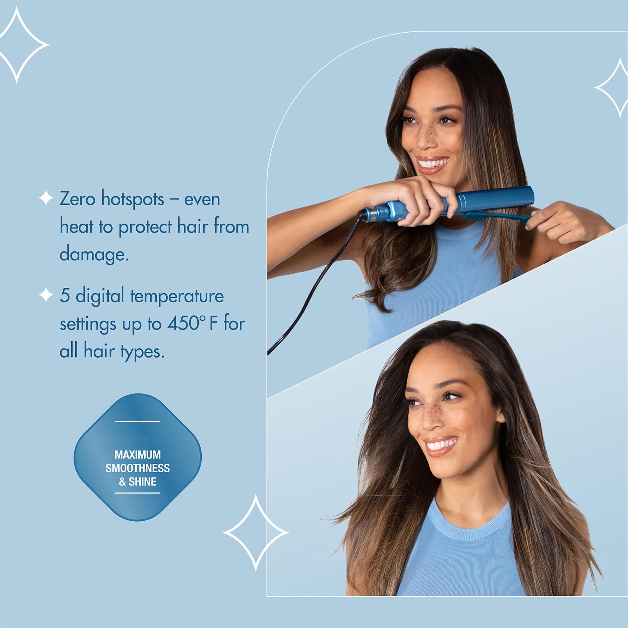 TEMU Blue Convertible Straight And Curl Hair Styler Fast Hair Curling And Straightening Tool For Women, Suitable For Wet And Dry Hair, Multi-functional Styling Device Hair Needs, Simple And . Gift