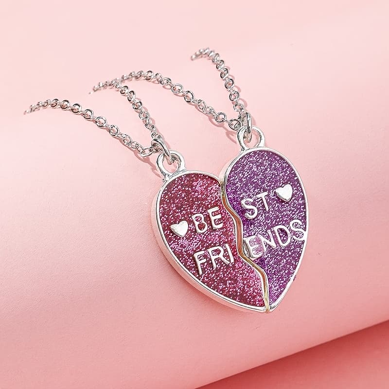 TEMU 2-pack Heart Pendant Necklaces | Light Purple Alloy With Electroplating, Cable Chain, Lobster Clasp, Suitable For Daily And Mardi Gras Day Occasions