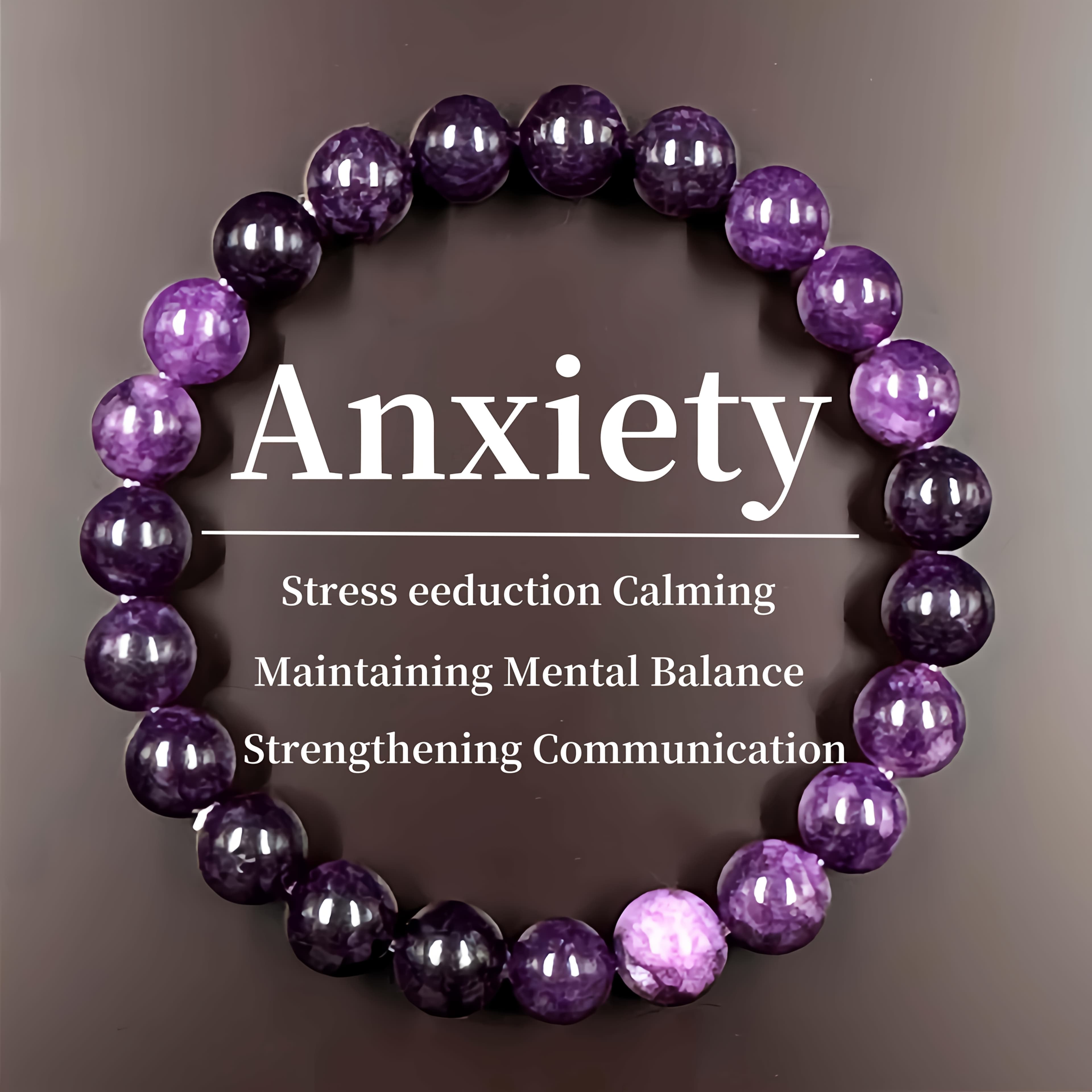 TEMU 1 Piece Of Amethyst Anxiety Bracelet - A Handcrafted Pendant For Featuring The Engraving "anxiety", An Ideal Gift For Men And Women, Suitable For Everyday Wear, And Jewelry For Mental Balance