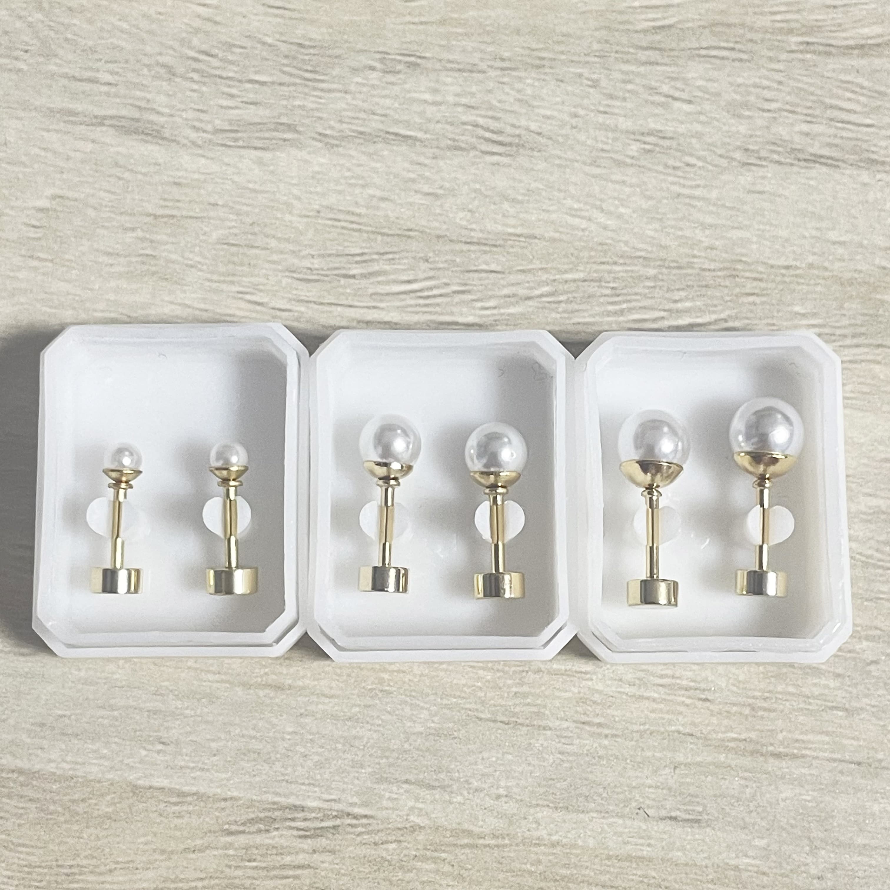 TEMU 6pcs Cute Surgical Stainless Steel Pearl Earrings Set For Women Dainty Cartilage Helix Flat Back Screw Earrings Gifts Jewelry