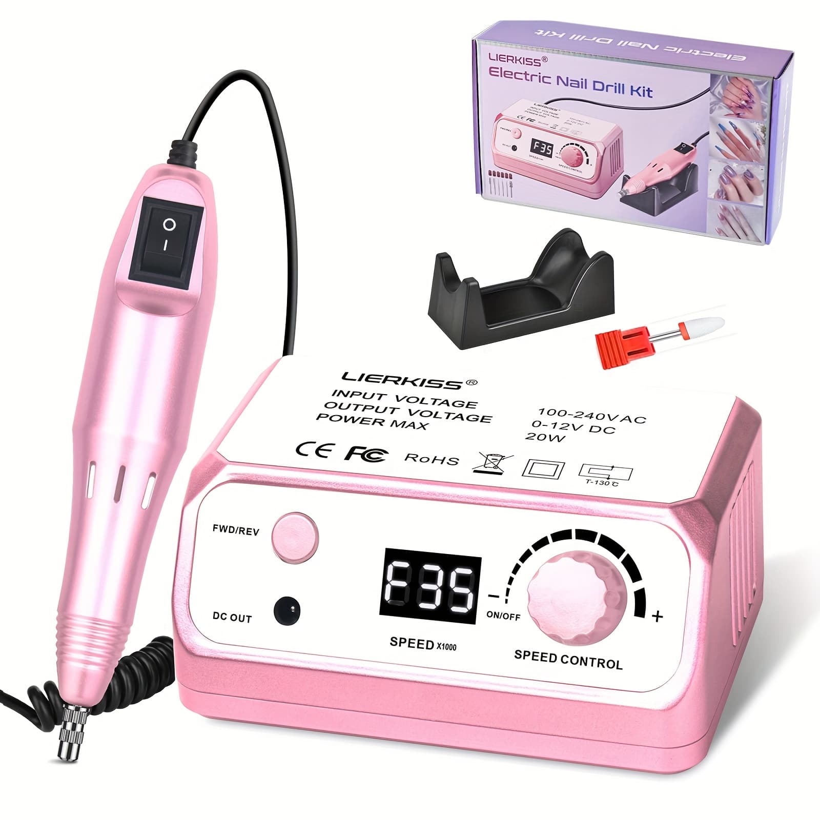 TEMU Electric Nail File With A 35000rpm Drill, Complete With 100 Sanding Bands And Bits, Suitable For Acrylic And Gel Nail And Pedicures